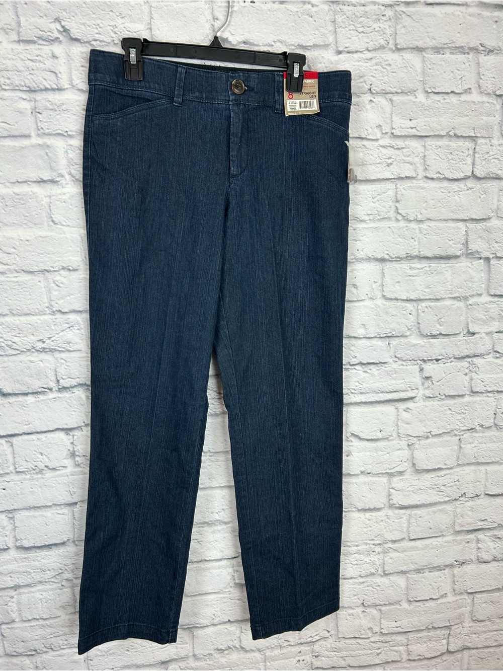 Khakis & Co Women’s Size 8 Straight Leg Stretch Pants Indigo Tummy Control NWT
